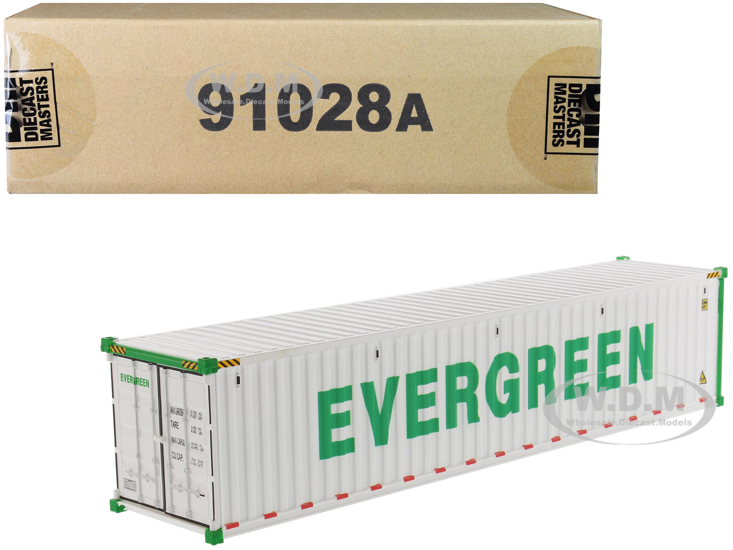 40 Refrigerated Sea Container "EverGreen" White "Transport Series" 1/50 Model by Diecast Masters