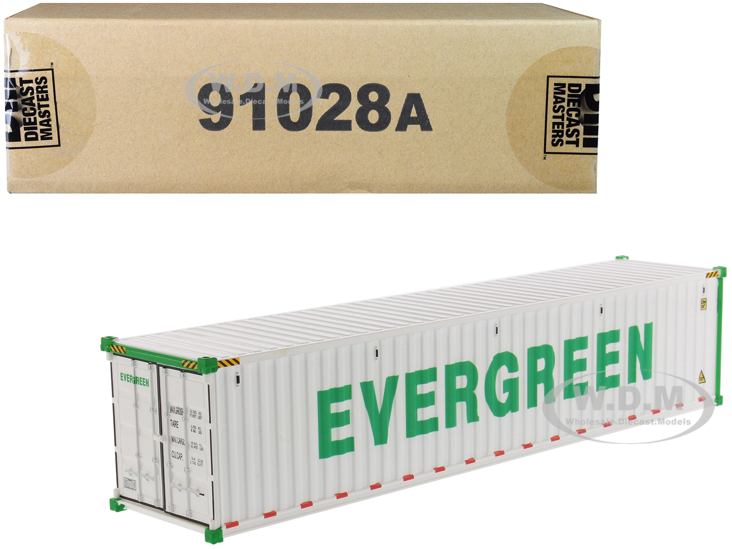 40 Refrigerated Sea Container "evergreen" White "transport Series" 1/50 Model By Diecast Masters