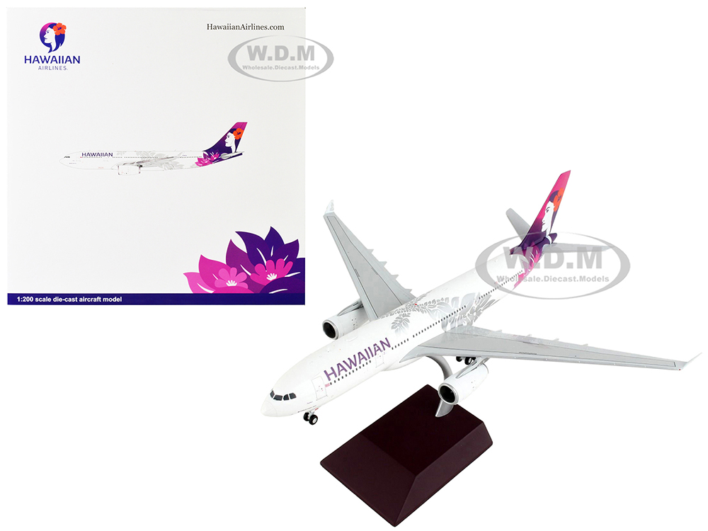 Airbus A330-200 Commercial Aircraft "Hawaiian Airlines" White with Purple Tail "Gemini 200" Series 1/200 Diecast Model Airplane by GeminiJets