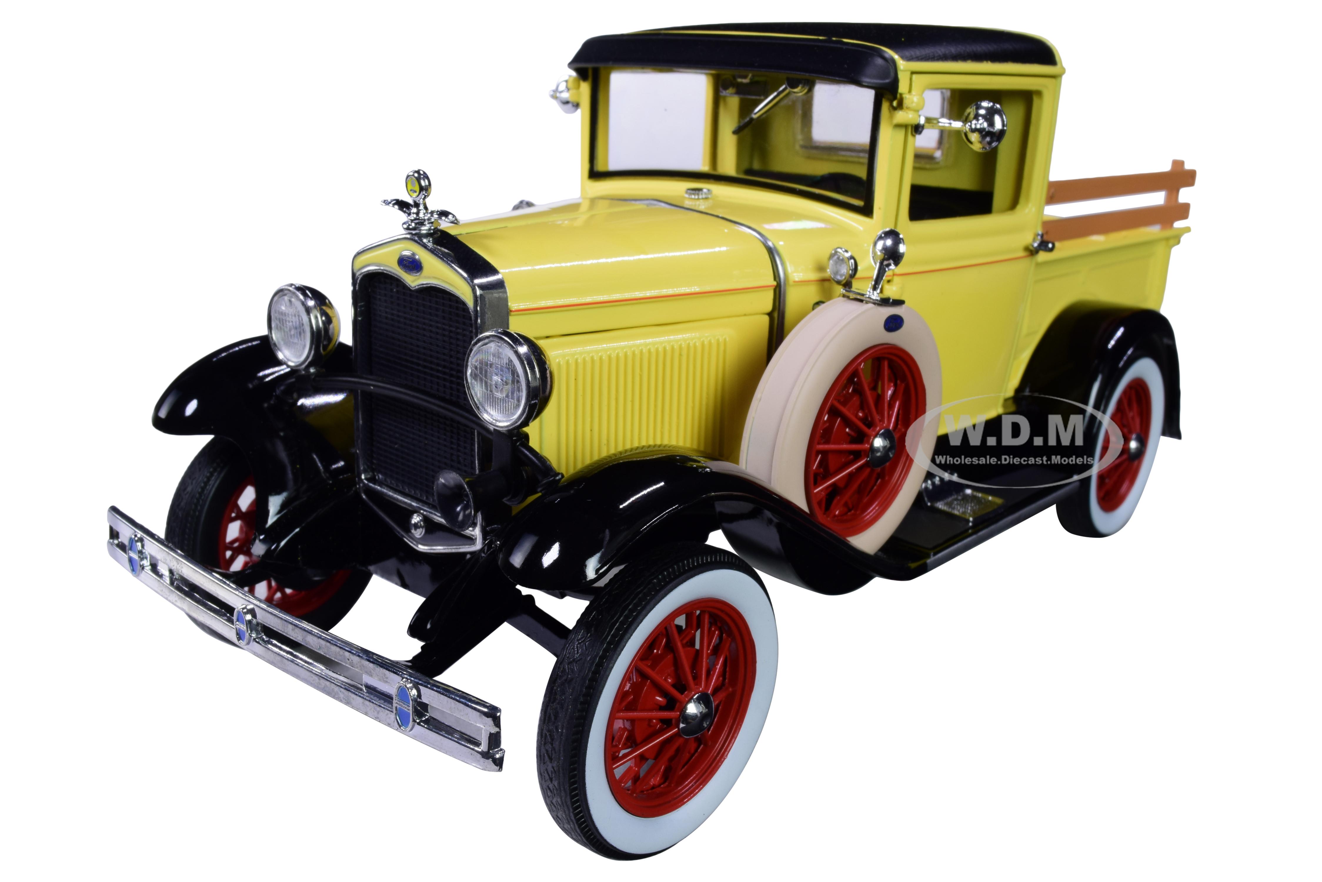 Image of 1931 Ford Model A Pickup Truck Bronson Yellow with Black Top 1/18 Diecast Model Car by SunStar