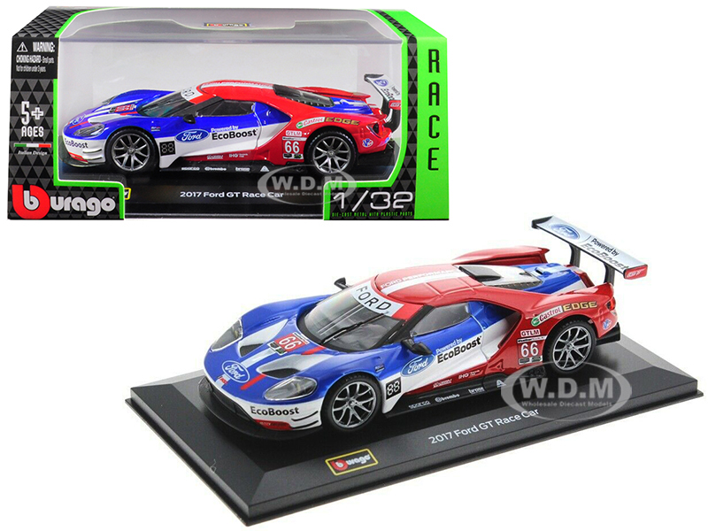 Image of 2017 Ford GT Race Car 66 Joey Hand / Dirk Muller / Sebastien Bourdais 1/32 Diecast Model Car by Bburago
