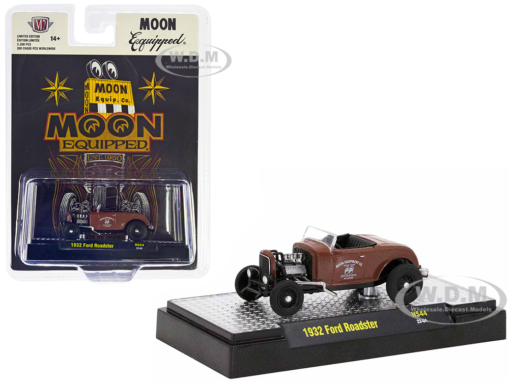 1932 Ford Roadster Brown Primer "Mooneyes - Moon Equipped" Limited Edition to 3300 pieces Worldwide 1/64 Diecast Model Car by M2 Machines