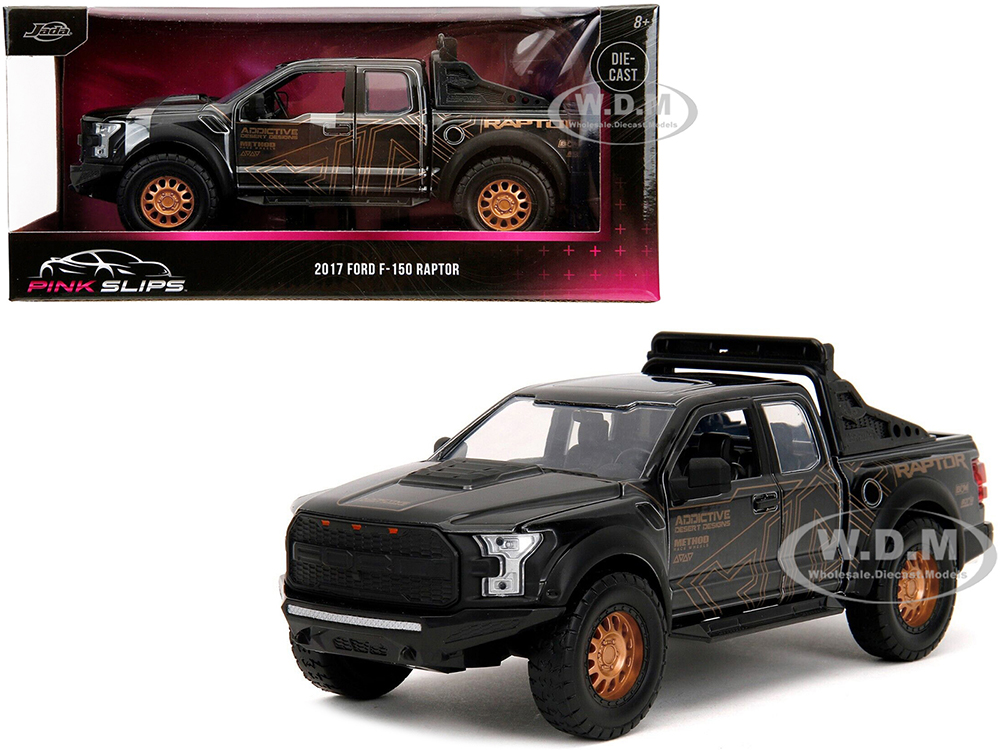 2017 Ford F-150 Raptor Pickup Truck Black with Gold Graphics 