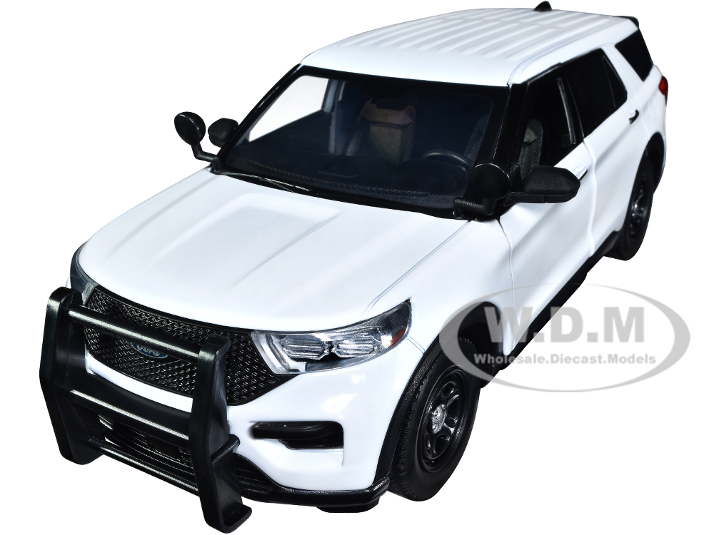 2022 Ford Police Interceptor Utility Unmarked Slick-Top White 1/24 Diecast Model Car by Motormax