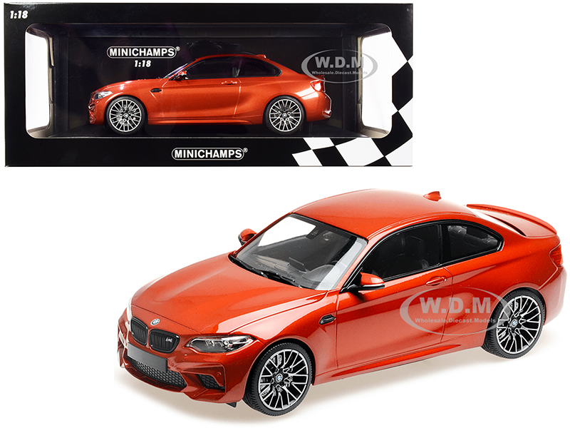 Image of 2019 BMW M2 Competition Orange Metallic Limited Edition to 504 pieces Worldwide 1/18 Diecast Model Car by Minichamps