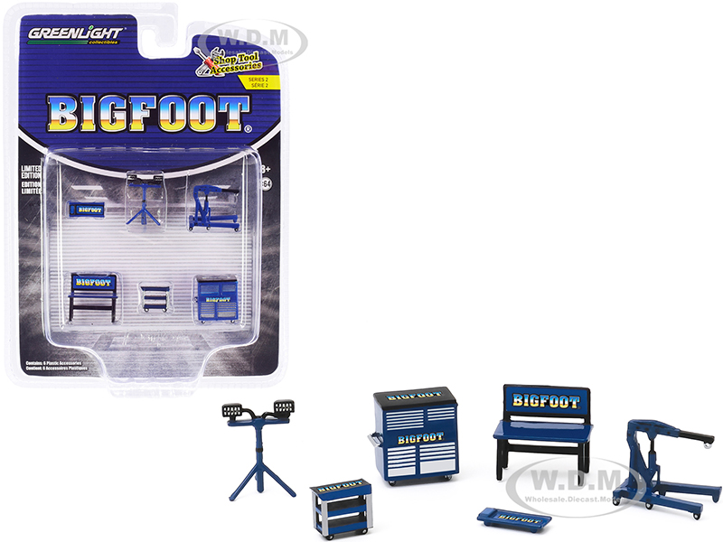 "Bigfoot Monster Truck" 6 piece Shop Tools Set "Shop Tool Accessories" Series 2 1/64 by Greenlight