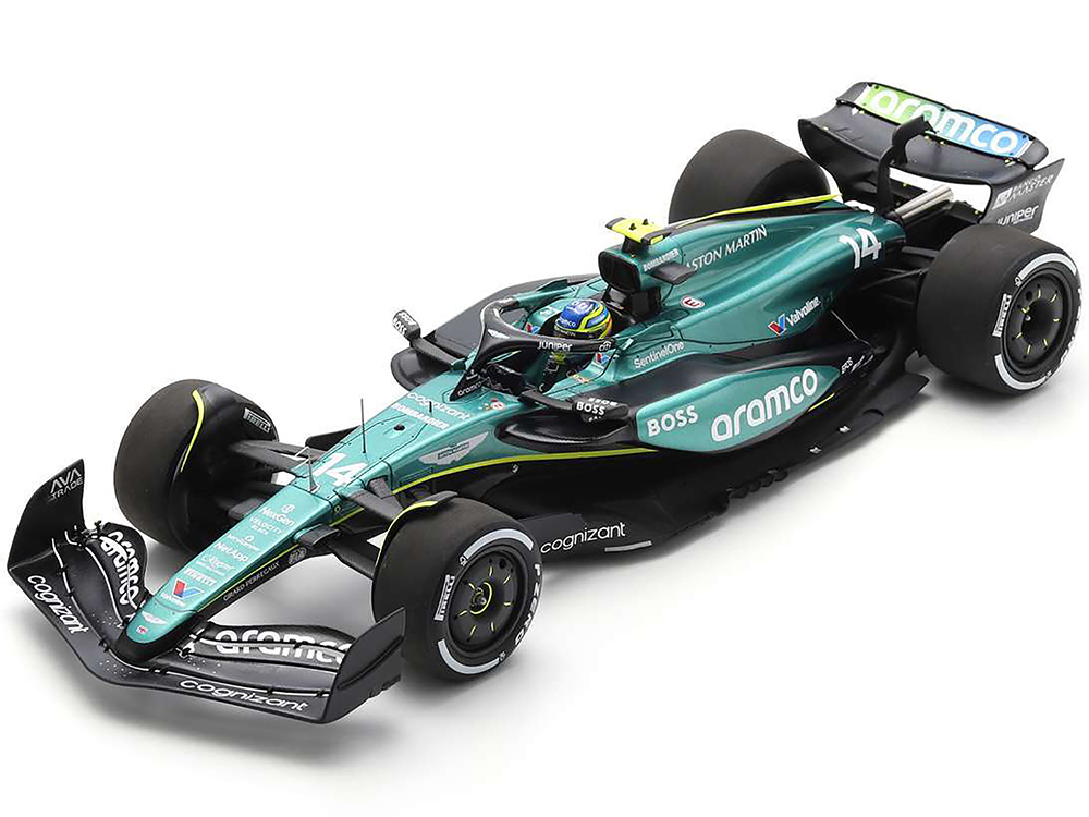 Aston Martin AMR24 14 Fernando Alonso "Aramco" Formula One F1 "Saudi Arabian GP" (2024) with Acrylic Display Case 1/18 Model Car by Spark