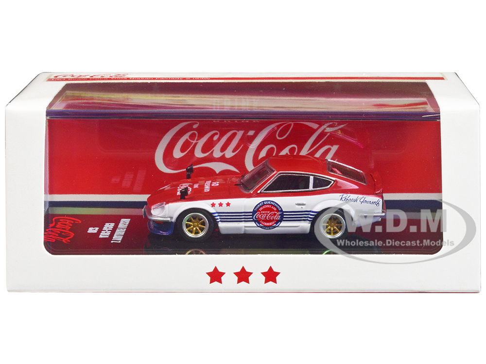 Nissan Fairlady Z (S30) RHD (Right Hand Drive) Red and White with Blue Stripes Coca-Cola 1/64 Diecast Model Car by Inno Models