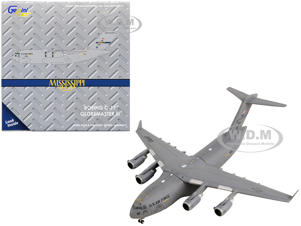 McDonnell Douglas C-17A Globemaster III Transport Aircraft 172nd AW 183rd AS Mississippi Air National Guard United States Air Force Gemini Macs Series 1/400 Diecast Model Airplane by GeminiJets