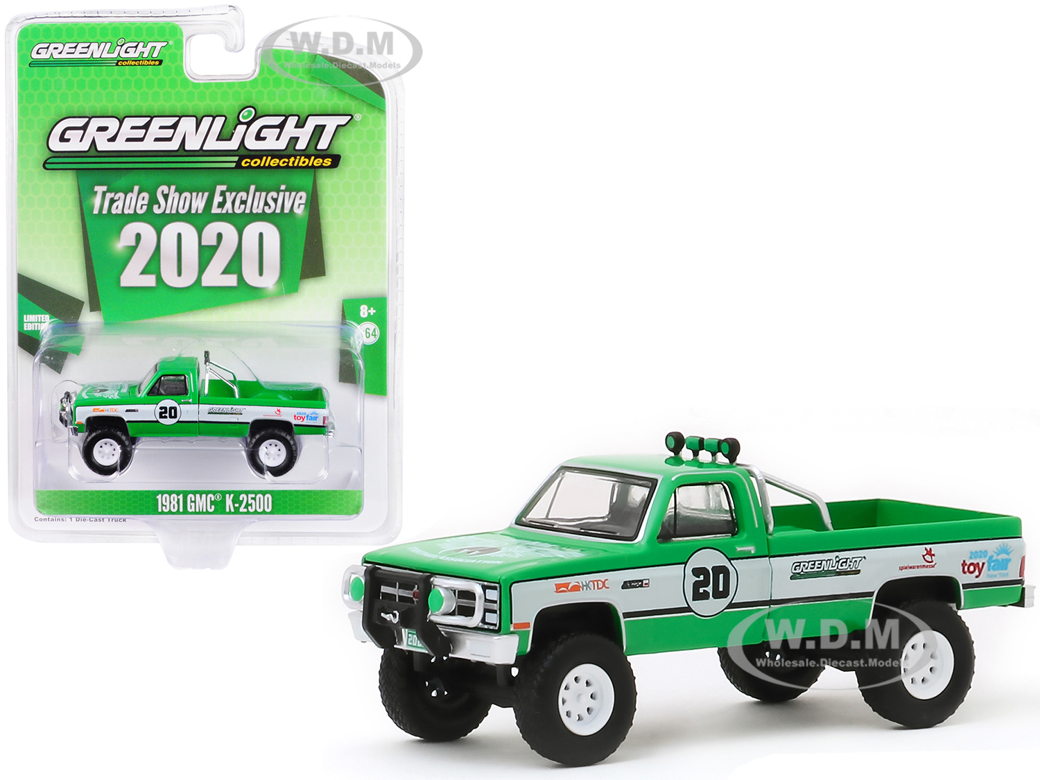 1981 Gmc K-2500 Pickup Truck 20 Green And White "greenlight Stuntman Association" "2020 Greenlight Trade Show Exclusive" 1/64 Diecast Model Car By Gr