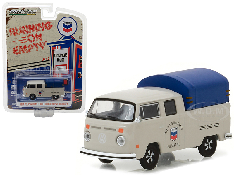 1974 Volkswagen T2 Double Cab Pickup with Canopy Chevron 1/64 Diecast Model Car  by Greenlight