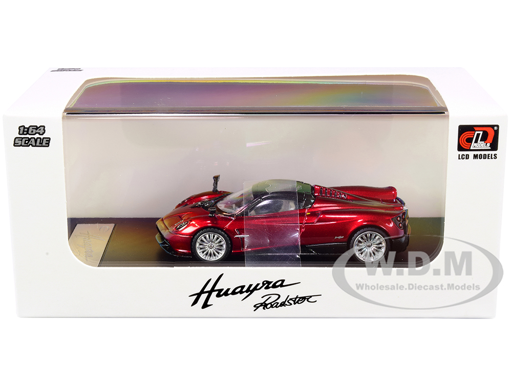 Pagani Huayra Roadster Red Metallic With Carbon Top And Carbon Accents 1/64 Diecast Model Car By LCD Models