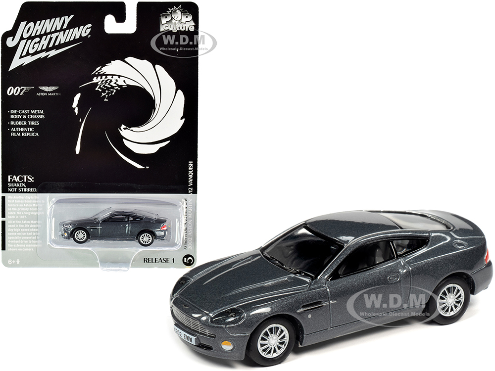 2002 Aston Martin V12 Vanquish Gray Metallic (James Bond 007) Die Another Day (2002) Movie Pop Culture Series 1/64 Diecast Model Car By Johnny Li