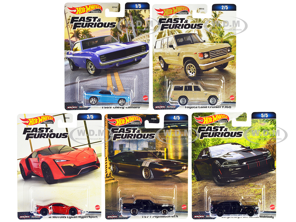 Fast & Furious 2023 5 piece Set B Diecast Model Cars by Hot Wheels