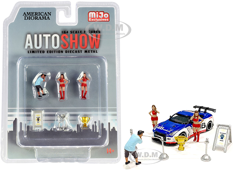"Auto Show" Diecast Set of 6 pieces (3 Figurines and 3 Accessories) for 1/64 Scale Models by American Diorama