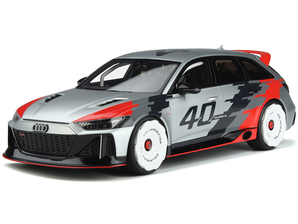 2020 Audi RS 6 GTO Concept 40 Gray Metallic with Graphics "40 Years of Quattro" 1/18 Model Car by GT Spirit