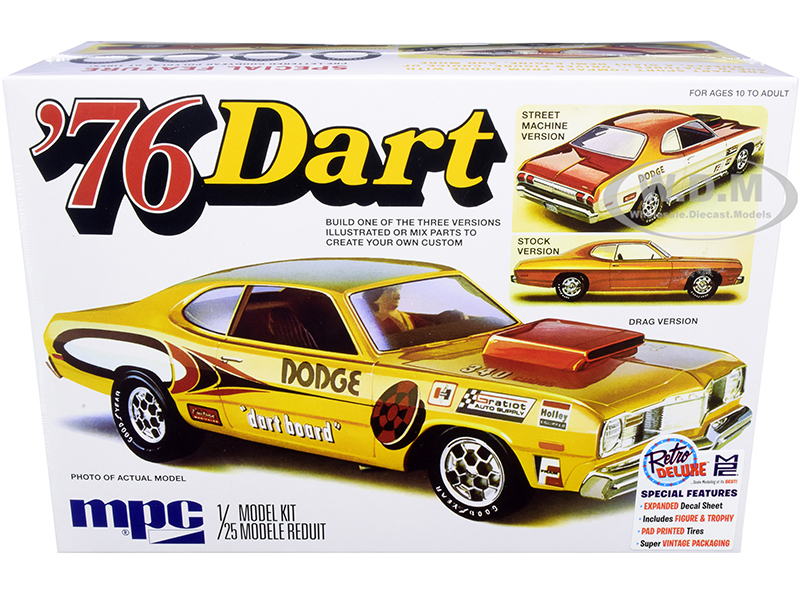 Skill 2 Model Kit 1976 Dodge Dart Sport with Two Figurines 3 in 1 Kit 1/25 Scale Model by MPC