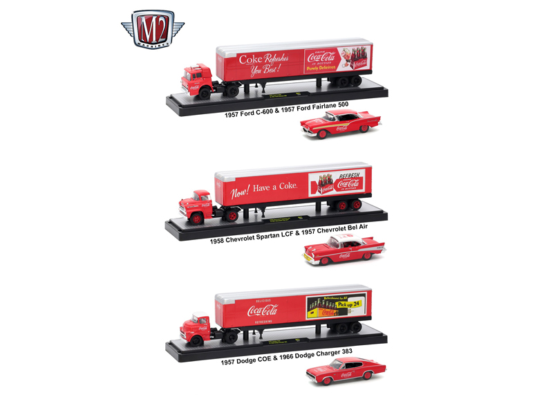 Auto Haulers Coca-Cola Release 3 Trucks Set 1/64 Diecast Models By M2 Machines