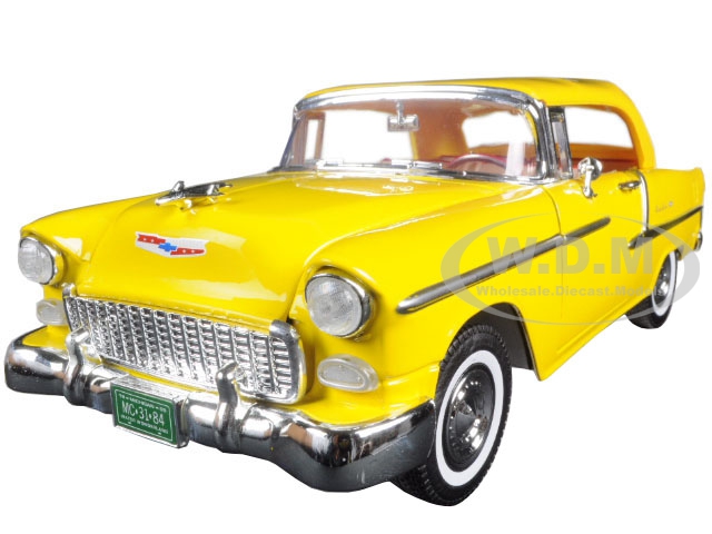 1955 Chevrolet Bel Air Convertible Soft Top Yellow Timeless Classics 1/18 Diecast Model Car by Motormax
