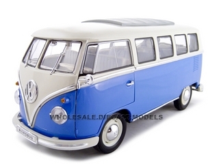 1962 Volkswagen Microbus Blue 1/18 Diecast Car by Welly