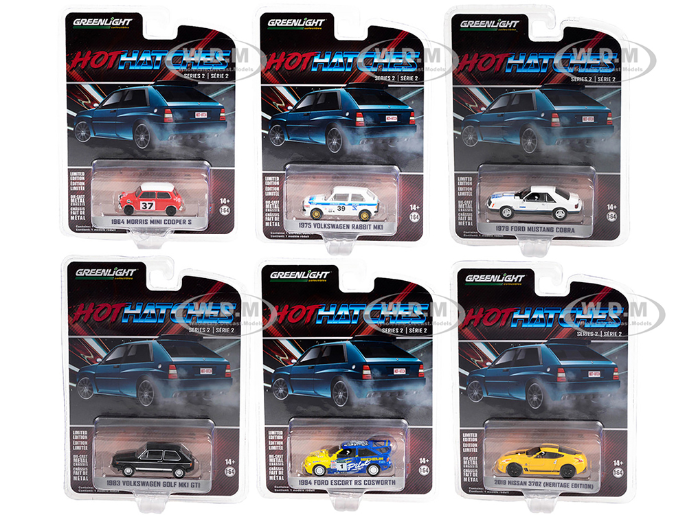 "Hot Hatches" Set of 6 pieces Series 2 1/64 Diecast Model Cars by Greenlight