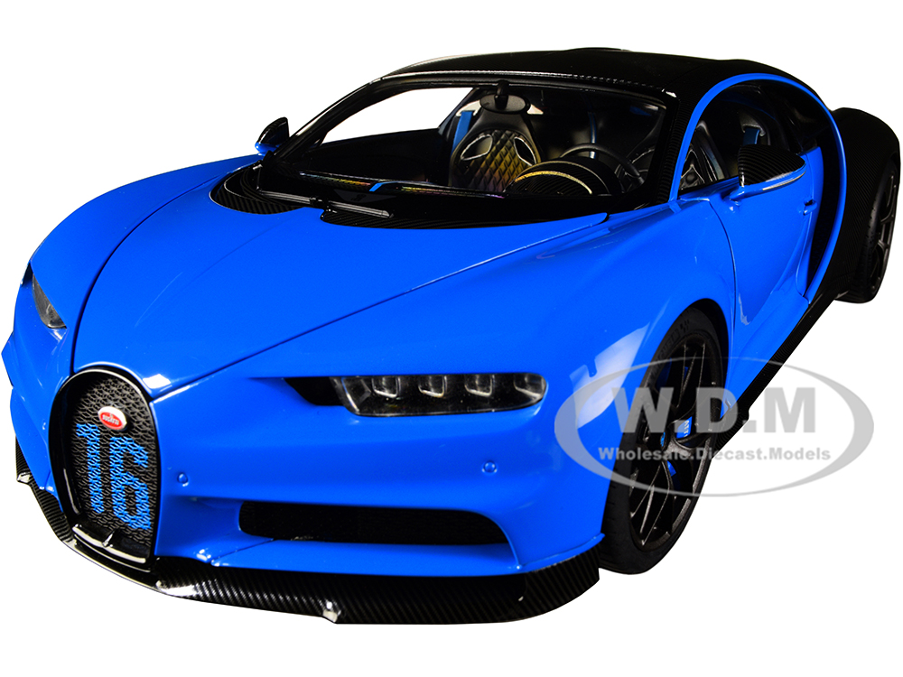 2019 Bugatti Chiron Sport French Racing Blue and Carbon 1/18 Model Car by Autoart