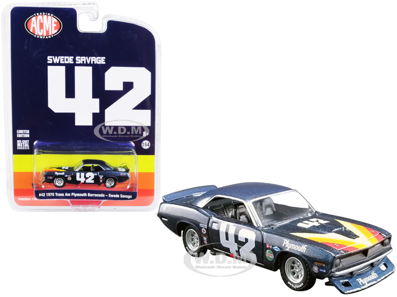1970 Plymouth Barracuda Trans Am 42 Swede Savage "acme Exclusive" 1/64 Diecast Model Car By Greenlight For Acme