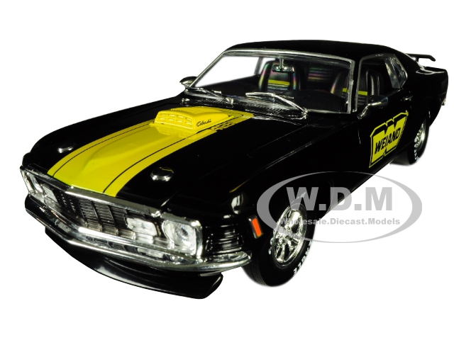 1970 Ford Mustang Mach 1 428 "weiand" Gloss Black With Yellow Stripe "detroit Muscle" Limited Edition To 5800 Pieces Worldwide 1/24 Diecast Model Car