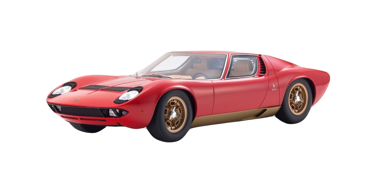 Lamborghini Miura P400s Red With Gold Bottom Limited Edition To 350 Pieces Worldwide 1/12 Model Car By Kyosho
