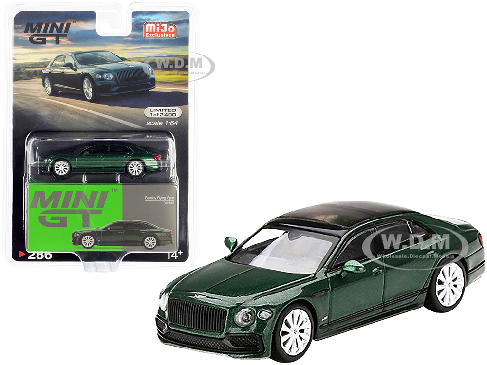 Bentley Flying Spur with Sunroof Verdant Green Metallic with Black Top Limited Edition to 2400 pieces Worldwide 1/64 Diecast Model Car by True Scale