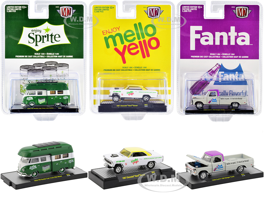 Image of "3 Sodas" Set of 3 pieces Limited Edition to 5000 pieces Worldwide 1/64 Diecast Model Cars by M2 Machines