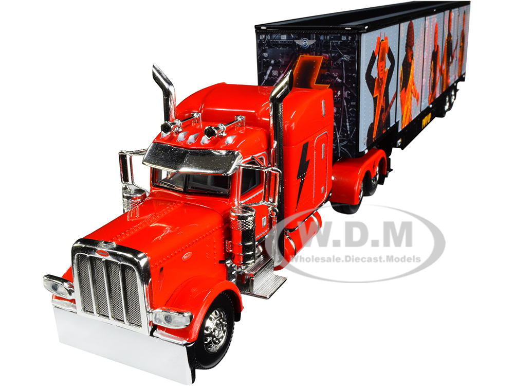 Peterbilt 389 63 Mid-Roof Sleeper Cab Viper Red with Kentucky Moving Trailer AC/DC Power Up 1/64 Diecast Model by DCP/First Gear