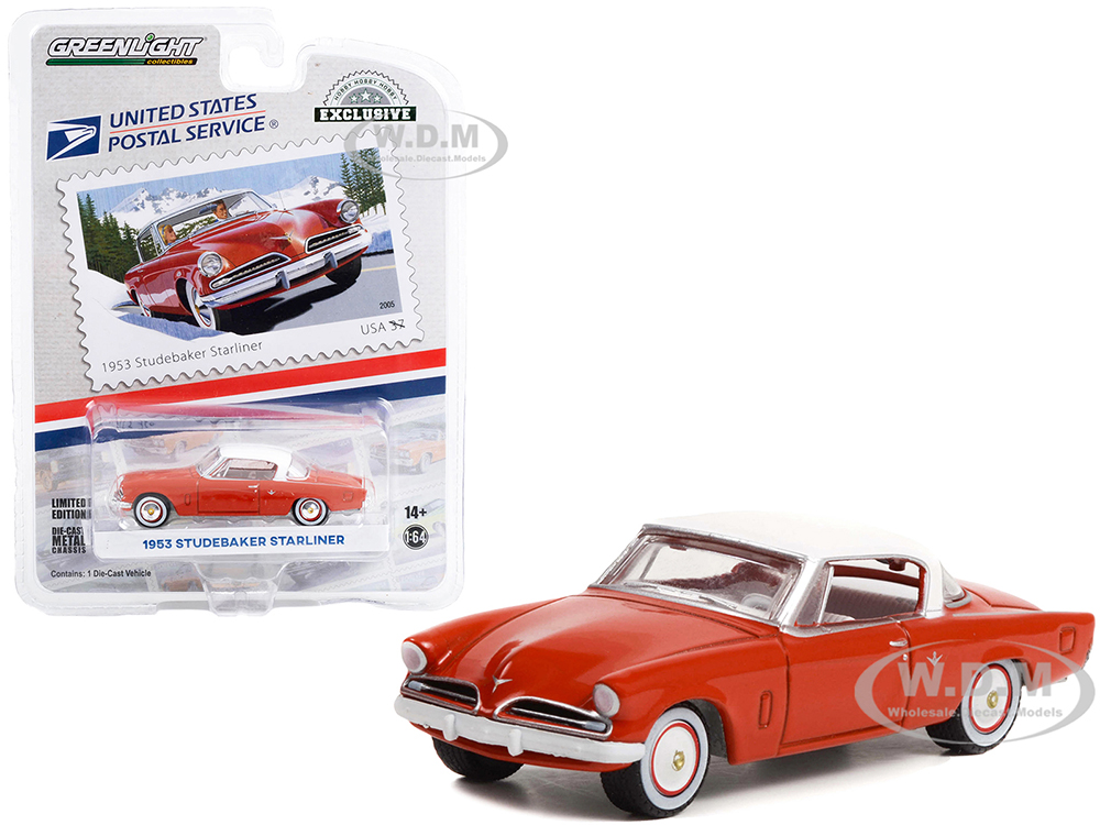 1953 Studebaker Starliner Red with White Top USPS (United States Postal Service) America on the Move Hobby Exclusive Series 1/64 Diecast Model Car by Greenlight