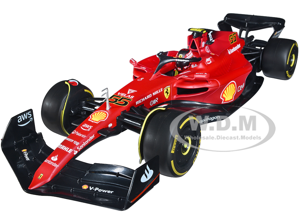 Ferrari F1-75 55 Carlos Sainz "Ferrari Racing" Formula One F1 (2022) "Formula Racing" Series 1/18 Diecast Model Car by Bburago