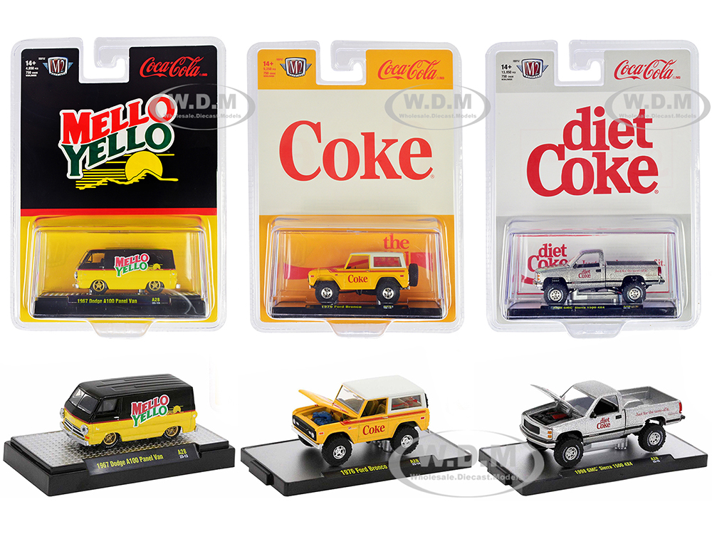 Sodas Set Of 3 Pieces Release 28 Limited Edition To 4650 Pieces Worldwide 1/64 Diecast Model Cars By M2 Machines