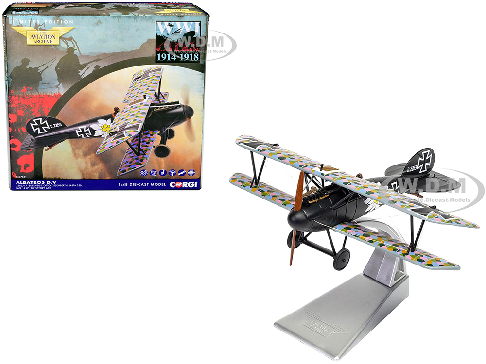 Albatros D.V Fighter Aircraft "Edelweiss Otto Kissemberth Jasta 23B" (1917) "The Aviation Archive" Series 1/48 Diecast Model by Corgi