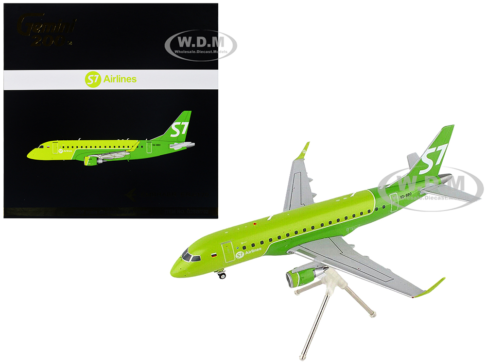 Embraer ERJ-170 Commercial Aircraft S7 Airlines Lime Green Gemini 200 Series 1/200 Diecast Model Airplane by GeminiJets