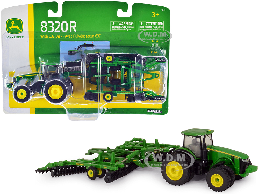 John Deere 8320R Tractor and John Deere 637 Disc Harrow with Folding Wings 1/64 Diecast Models by ERTL TOMY