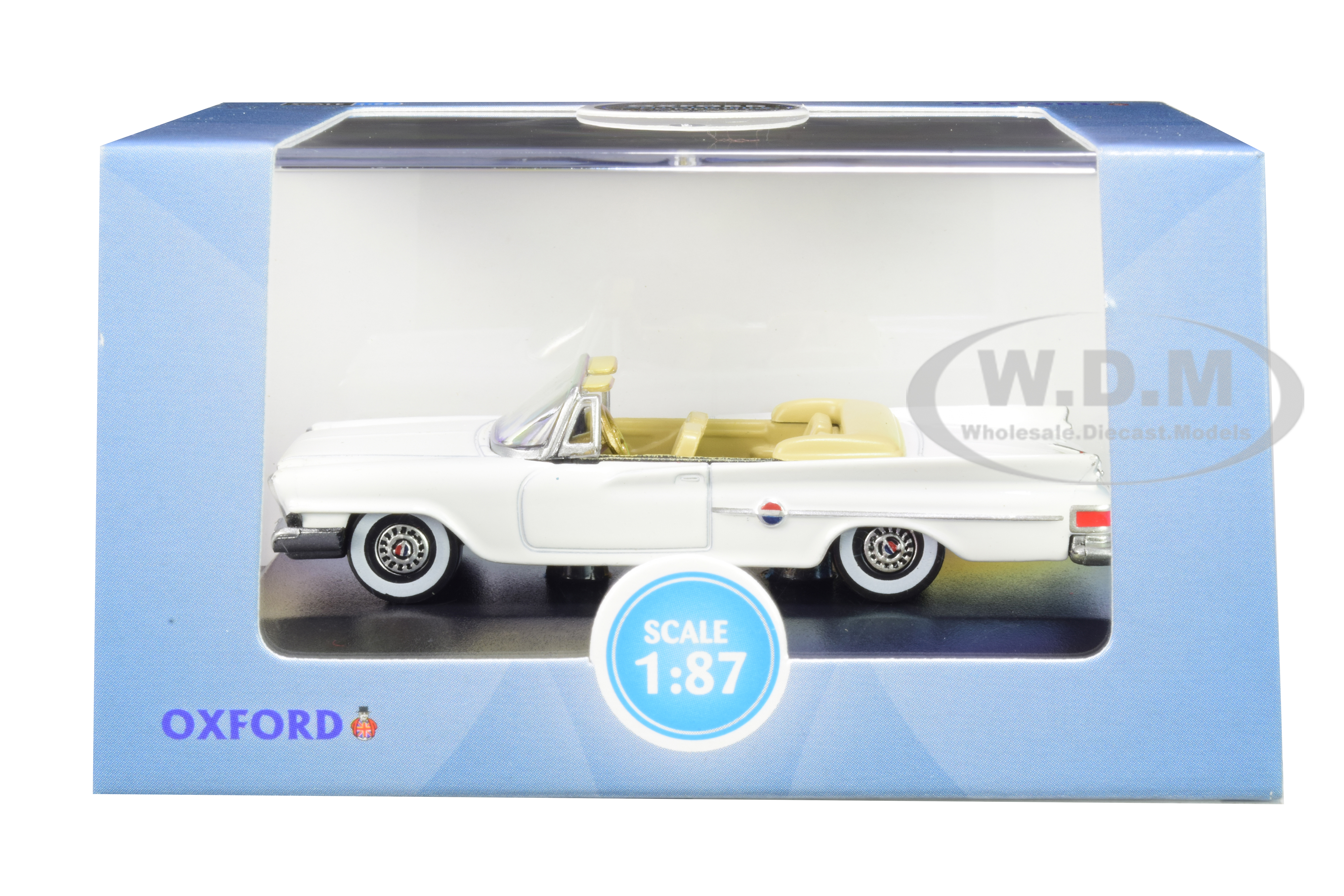 Image of 1961 Chrysler 300 Convertible Alaskan White 1/87 (HO) Scale Diecast Model Car by Oxford Diecast