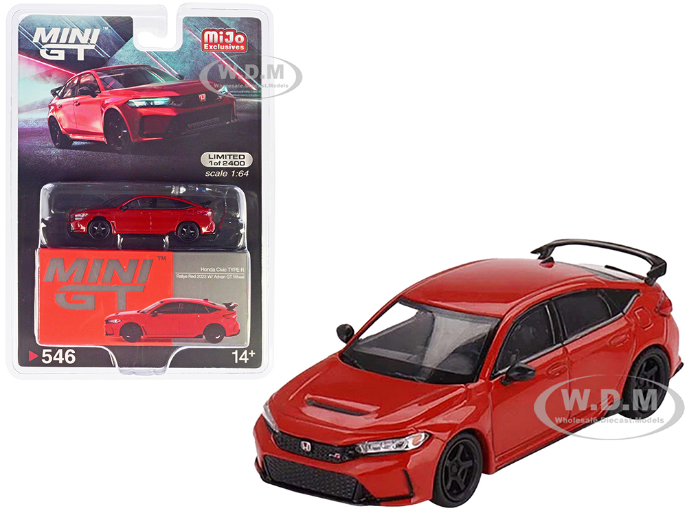2023 Honda Civic Type R Rallye Red with ADVAN GT Wheel Limited Edition to 2400 pieces Worldwide 1/64 Diecast Model Car by True Scale Miniatures