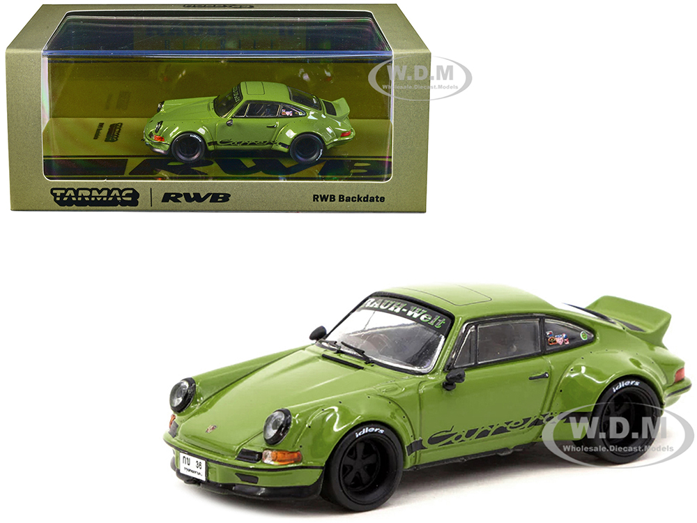 RWB Backdate Olive Green with Black Stripes RAUH-Welt BEGRIFF Hobby64 Series 1/64 Diecast Model Car by Tarmac Works