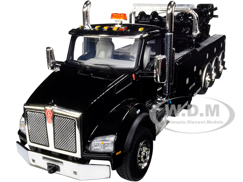 Kenworth T880 with Century Model 1060 Rotator Wrecker Tow Truck Black 1/50 Diecast Model by First Gear