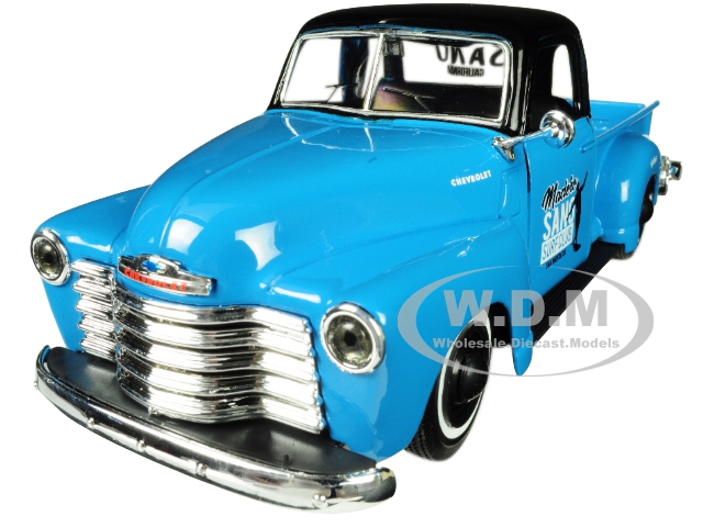 1950 Chevrolet 3100 Pickup Truck Blue With Black Top "madero Sano Surf Club" "outlaws" 1/25 Diecast Model Car By Maisto