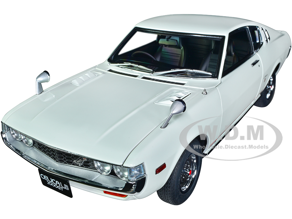 1973 Toyota Celica Liftback 2000GT (RA25) RHD (Right Hand Drive) White with Red and Black Stripes 1/18 Model Car by Autoart