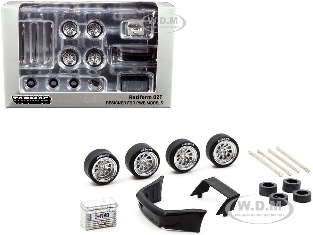 Rotiform OZT Wheels And Parts Designed For RWB Models For 1/64 Model Cars By Tarmac Works