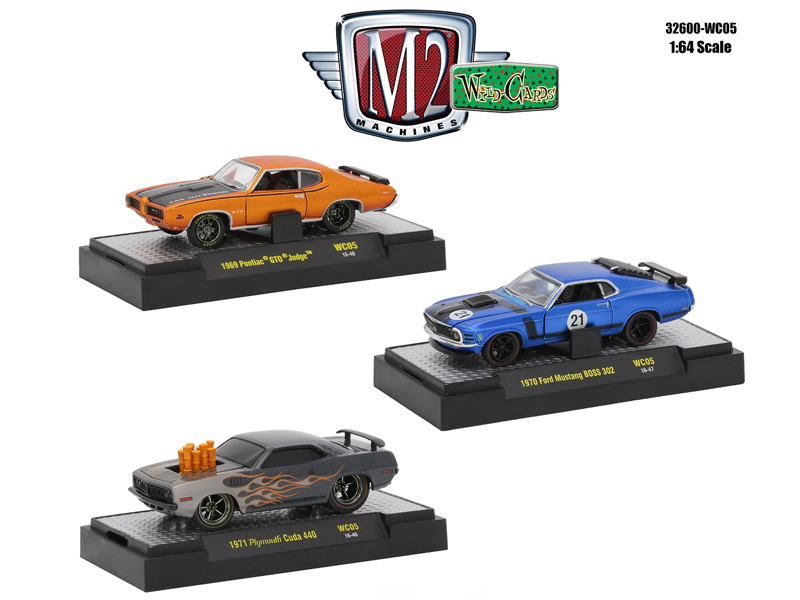 Wild Cards Set Of 3 With Cases 1/64 Diecast Models By M2 Machines