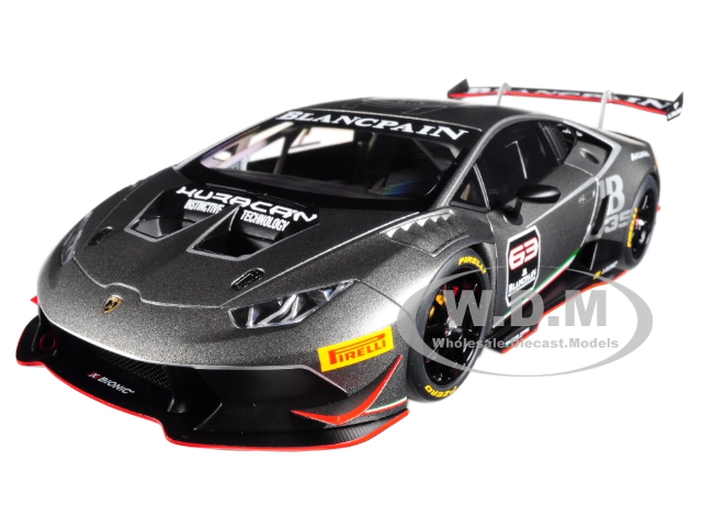 2015 Lamborghini Huracan Super Trofeo Dark Gray 63 1/18 Model Car By Autoart