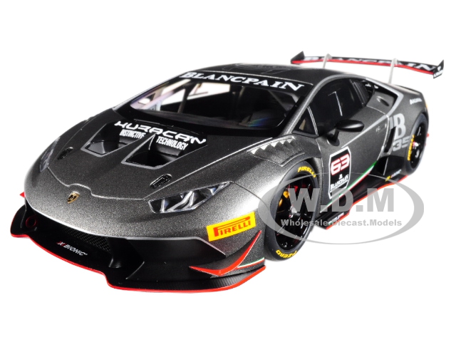 Image of 2015 Lamborghini Huracan Super Trofeo Dark Gray 63 1/18 Model Car by Autoart
