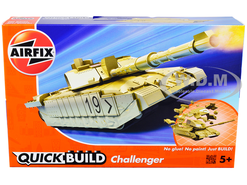 Skill 1 Model Kit Challenger Tank Desert Snap Together Painted Plastic Model Tank Kit by Airfix Quickbuild
