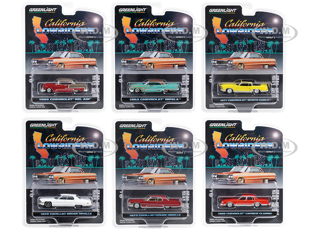 "California Lowriders" Set of 6 pieces Series 3 1/64 Diecast Model Cars by Greenlight